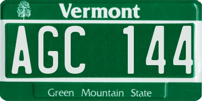 VT license plate AGC144