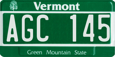 VT license plate AGC145