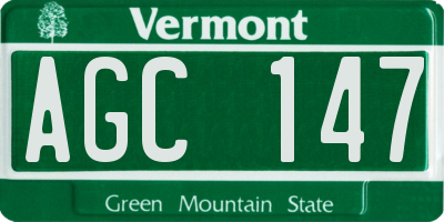 VT license plate AGC147