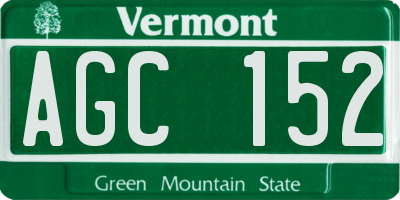 VT license plate AGC152