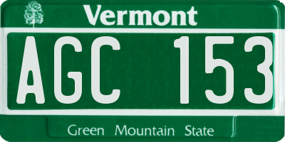 VT license plate AGC153