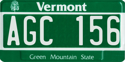 VT license plate AGC156