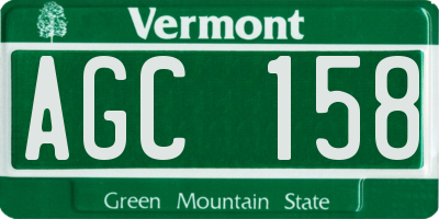 VT license plate AGC158