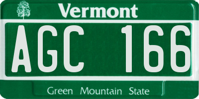 VT license plate AGC166