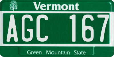 VT license plate AGC167