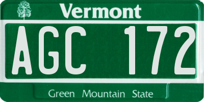 VT license plate AGC172