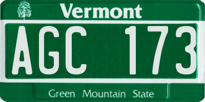 VT license plate AGC173