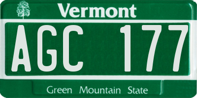 VT license plate AGC177