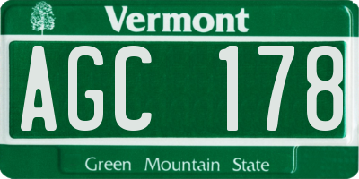 VT license plate AGC178