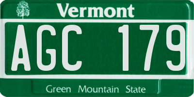 VT license plate AGC179