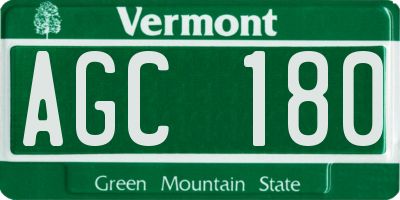 VT license plate AGC180
