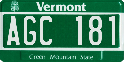 VT license plate AGC181