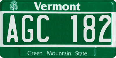 VT license plate AGC182