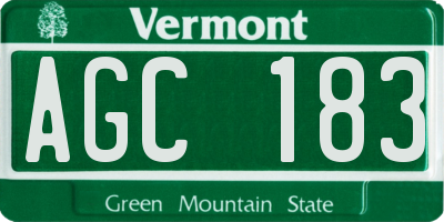 VT license plate AGC183