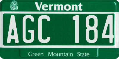 VT license plate AGC184