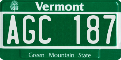 VT license plate AGC187