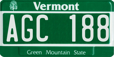 VT license plate AGC188