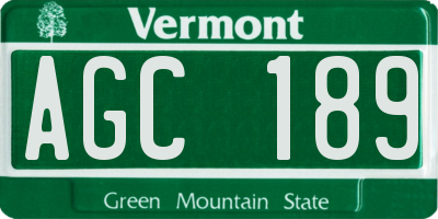 VT license plate AGC189
