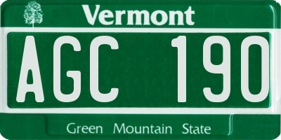 VT license plate AGC190