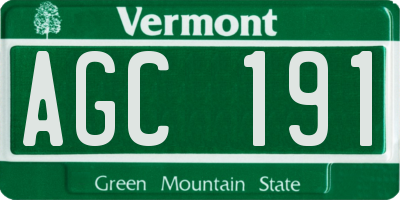 VT license plate AGC191