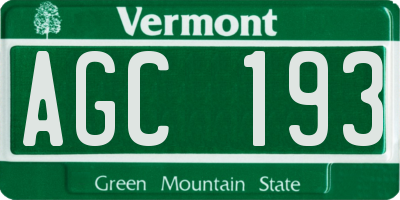 VT license plate AGC193