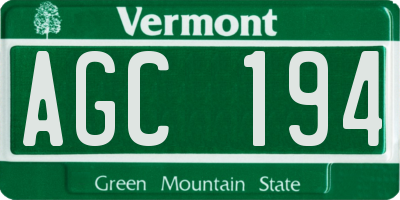 VT license plate AGC194