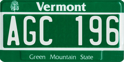VT license plate AGC196