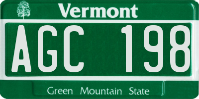 VT license plate AGC198