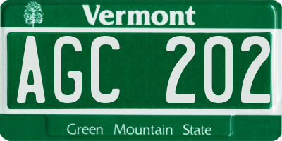 VT license plate AGC202