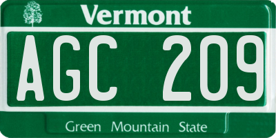 VT license plate AGC209