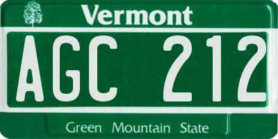 VT license plate AGC212