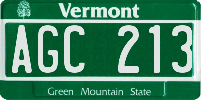 VT license plate AGC213