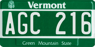 VT license plate AGC216