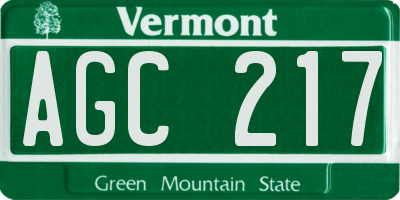 VT license plate AGC217