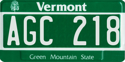 VT license plate AGC218
