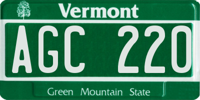 VT license plate AGC220