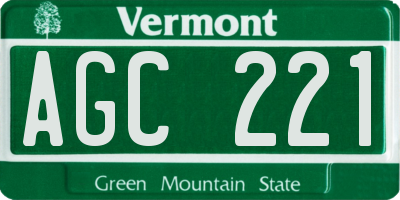 VT license plate AGC221