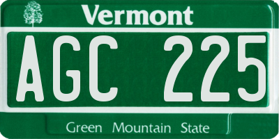 VT license plate AGC225