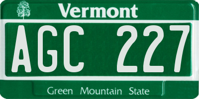 VT license plate AGC227