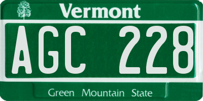 VT license plate AGC228