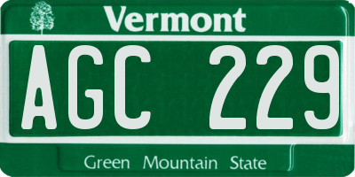 VT license plate AGC229