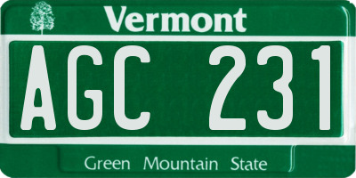 VT license plate AGC231
