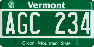 VT license plate AGC234