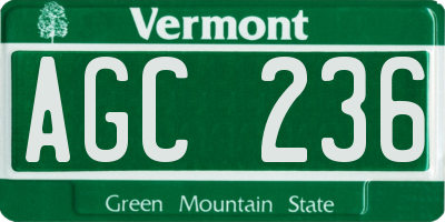 VT license plate AGC236