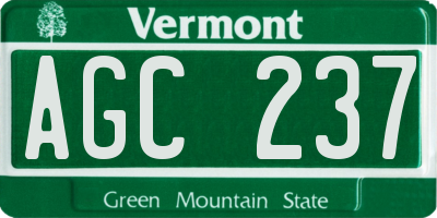 VT license plate AGC237