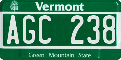VT license plate AGC238