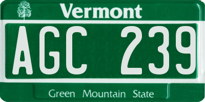 VT license plate AGC239