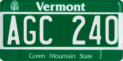 VT license plate AGC240
