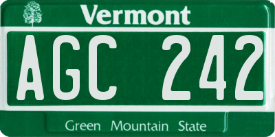 VT license plate AGC242