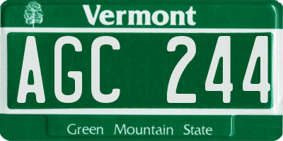 VT license plate AGC244